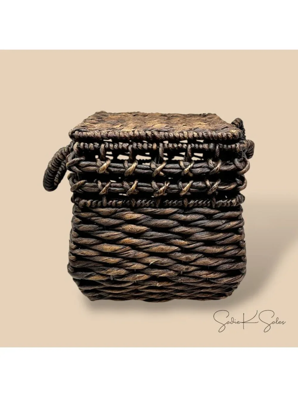 Rounded Square Woven Basket with Lid, Chocolate Brown   - Threshold, Target